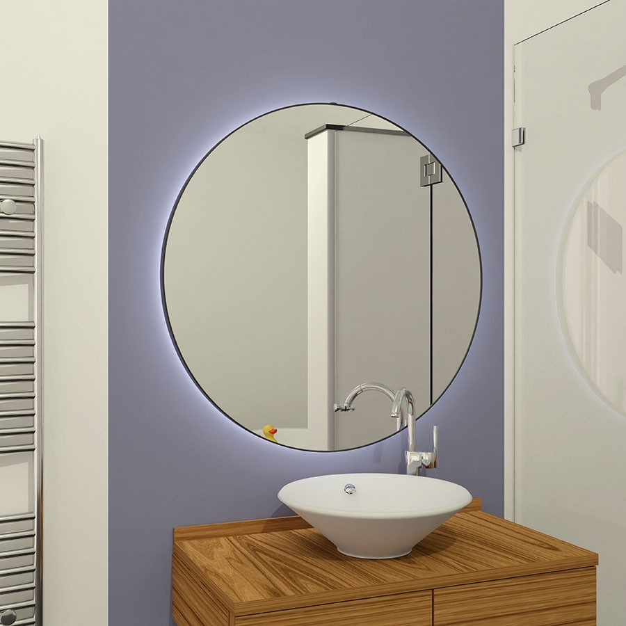 Ronde badkamerspiegel met LED verlichting en Bari - GlasTotaal