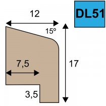 Glaslat DL51 - 12 x 17mm sp. 7,5x3,5mm