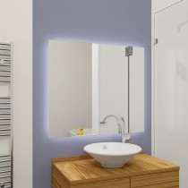 Rechthoekige badkamerspiegel zonder frame met verlichting en verwarming