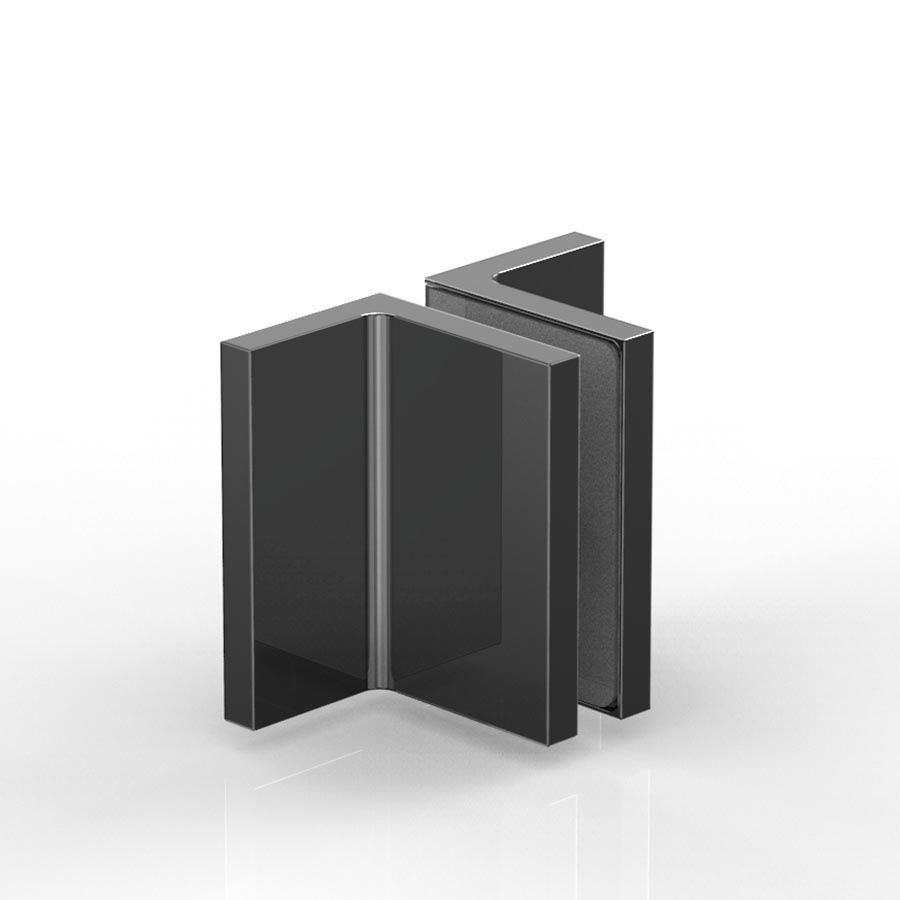 Flamea+ glasklem wand-glas-wand 90? – mat zwart RAL9005