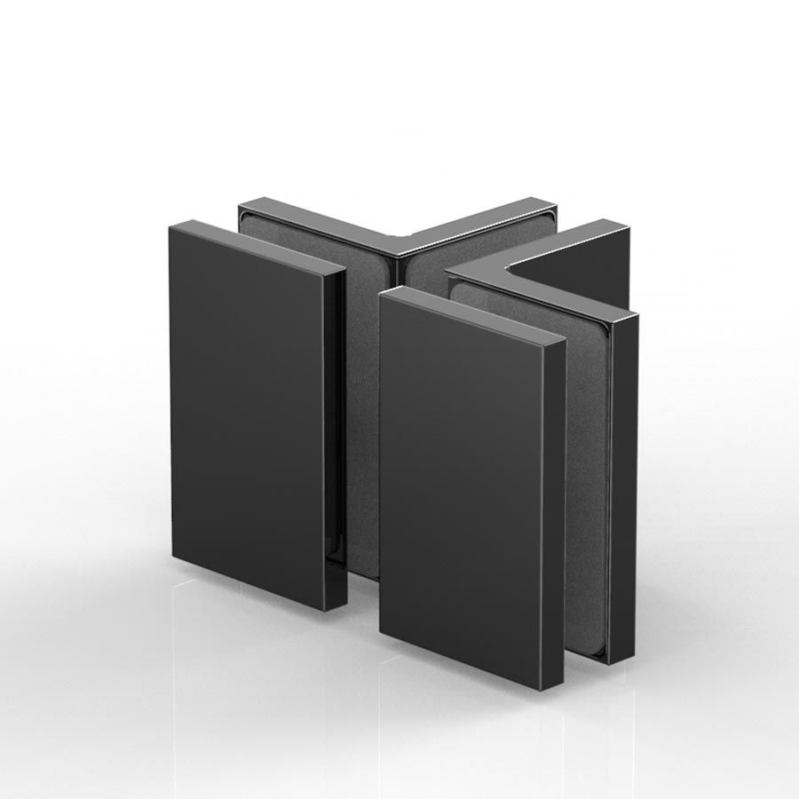 Flamea+ glasklem glas-glas 90? 2-zijdig, mat zwart RAL9005