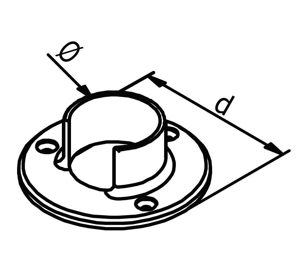 Muurbevestiging tbv handrail Rond