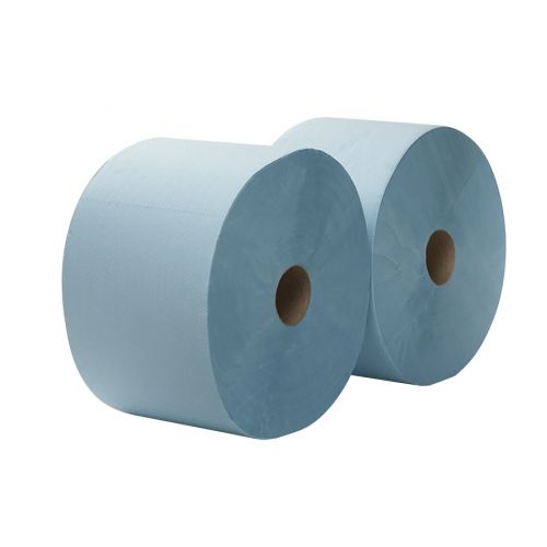 Maxirol 2-laags poetspapier blauw, recycled verlijmd 