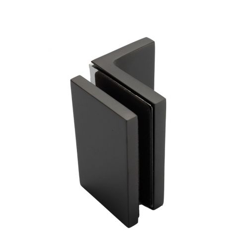 Flamea+ Sauna glasklem glas-wand 90º - mat zwart RAL9005