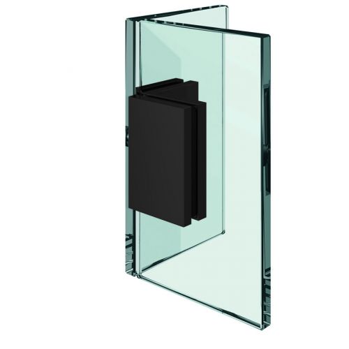 Flamea+Sauna glasklem glas-glas 90º mat zwart RAL9005 getest voor gebruik in sauna
