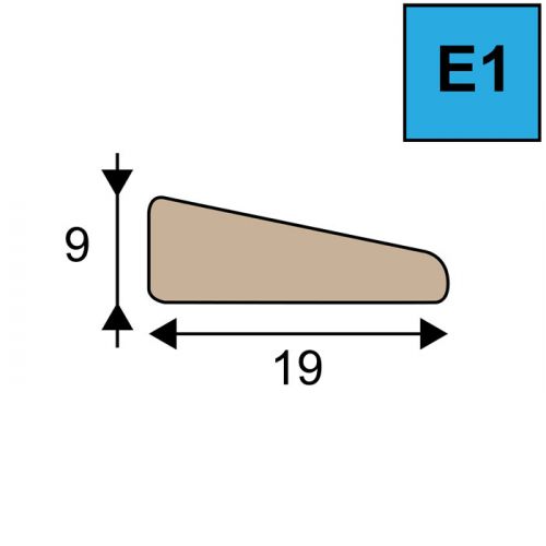 Glaslat model E1 - 9 x 19 mm