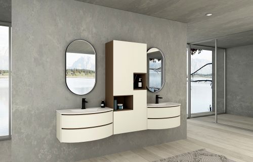 Ovale spiegel met zwart frame, met direct LED verlichting en verwarming, 450x900mm
