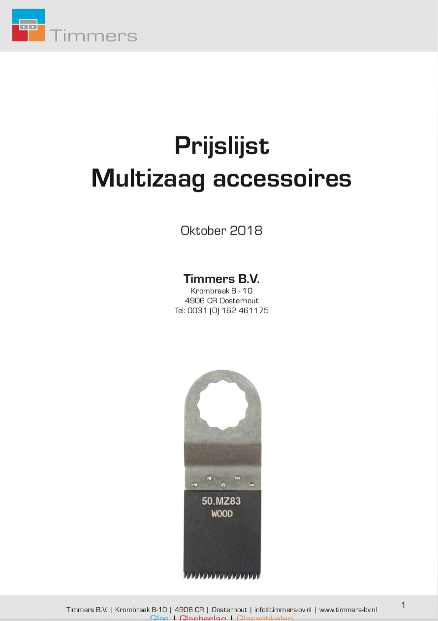 Prijslijst multizaag accessoires Prijslijst multizaag accessoires