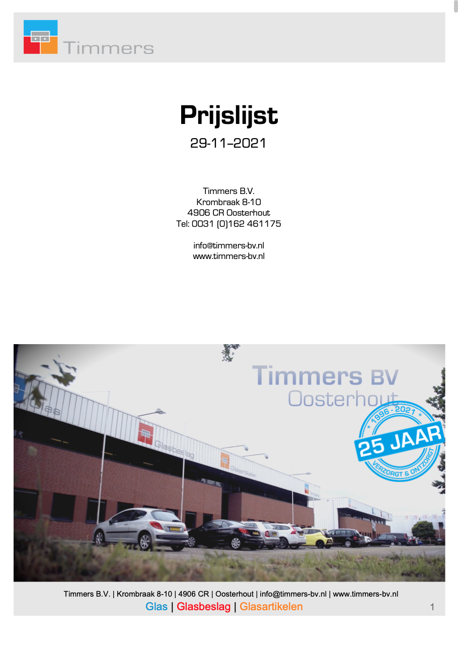 Timmers prijslijst 01-06-2022 Timmers prijslijst 01-06-2022